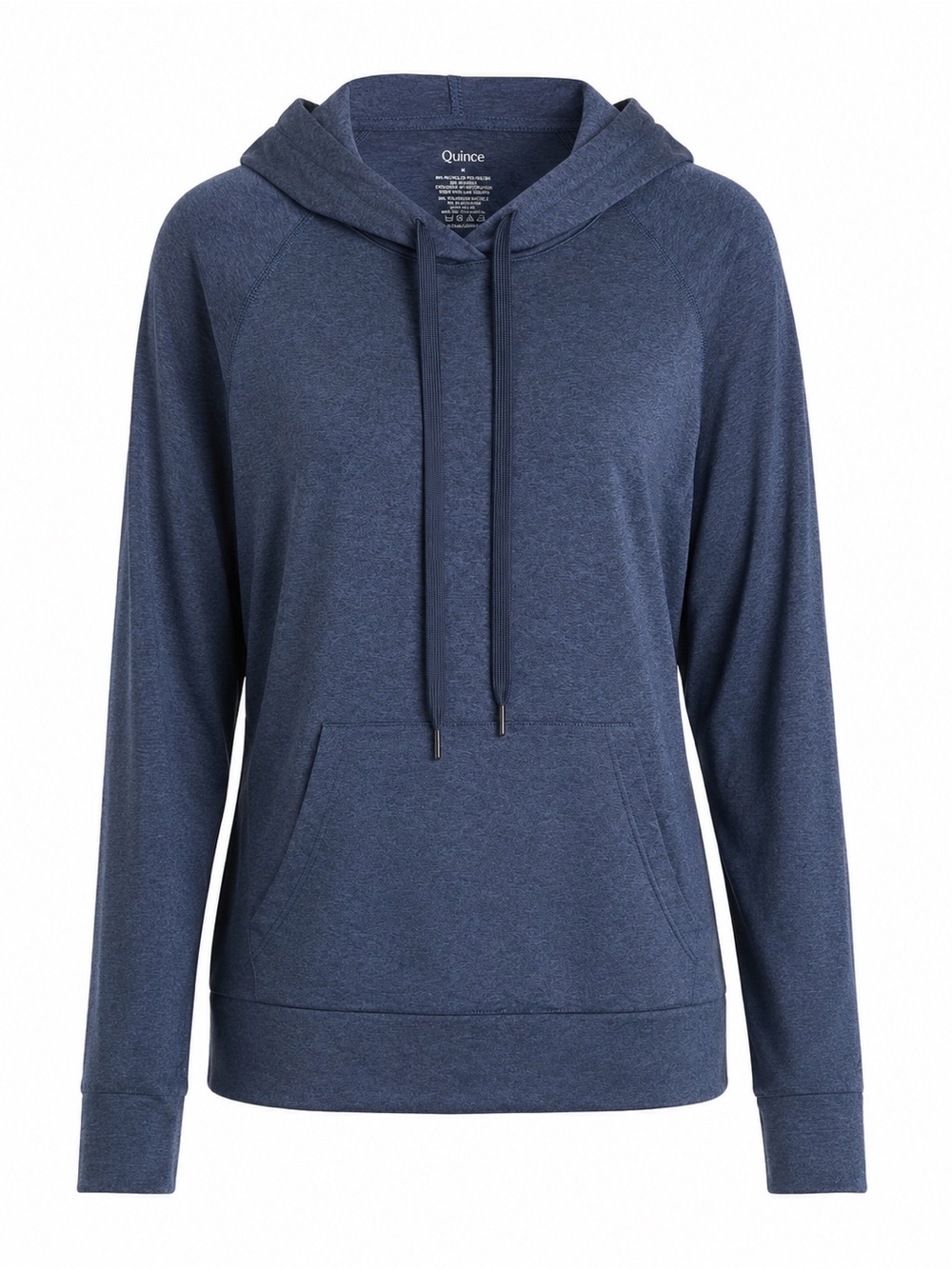 Quince Flowknit Pullover Hoodie Medium Heather Navy Performance Athleisure